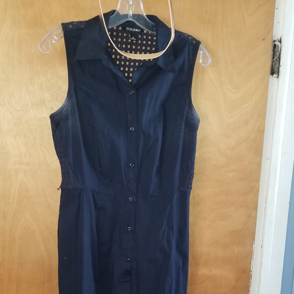 Navy blue with gold belt.